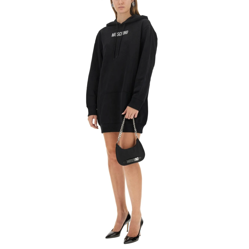 Moschino Oversized Katoenen Sweatshirt Jurk Black Dames