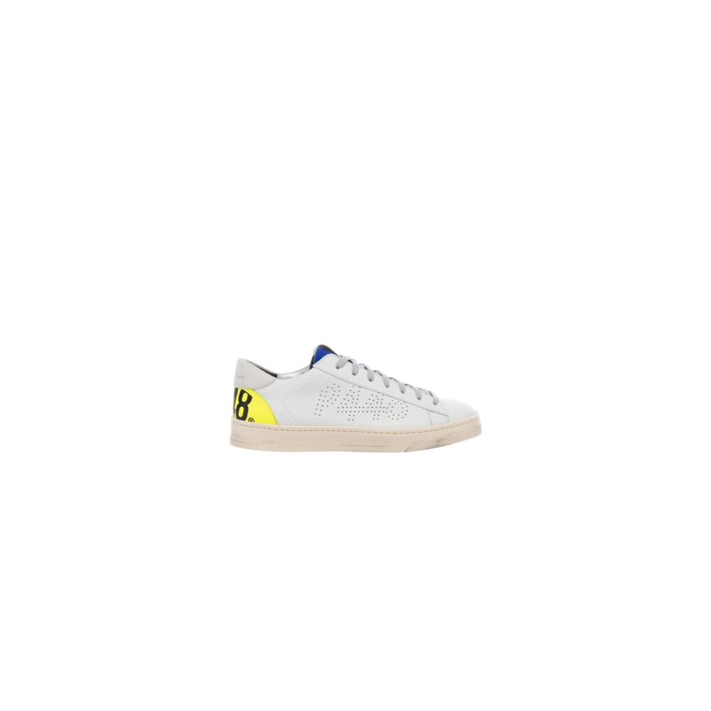 P448 Witte leren sneaker met geperforeerd logo White Heren