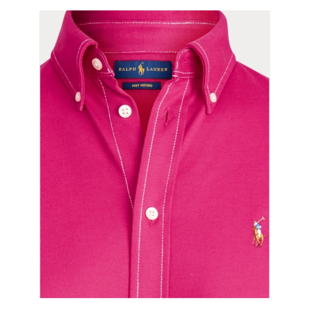 Polo Ralph Lauren Heidi Gewatteerde Gebreide Polo Shirt Pink Dames