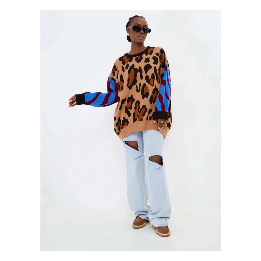Cesare Gaspari Oversized Jumper Brown Dames