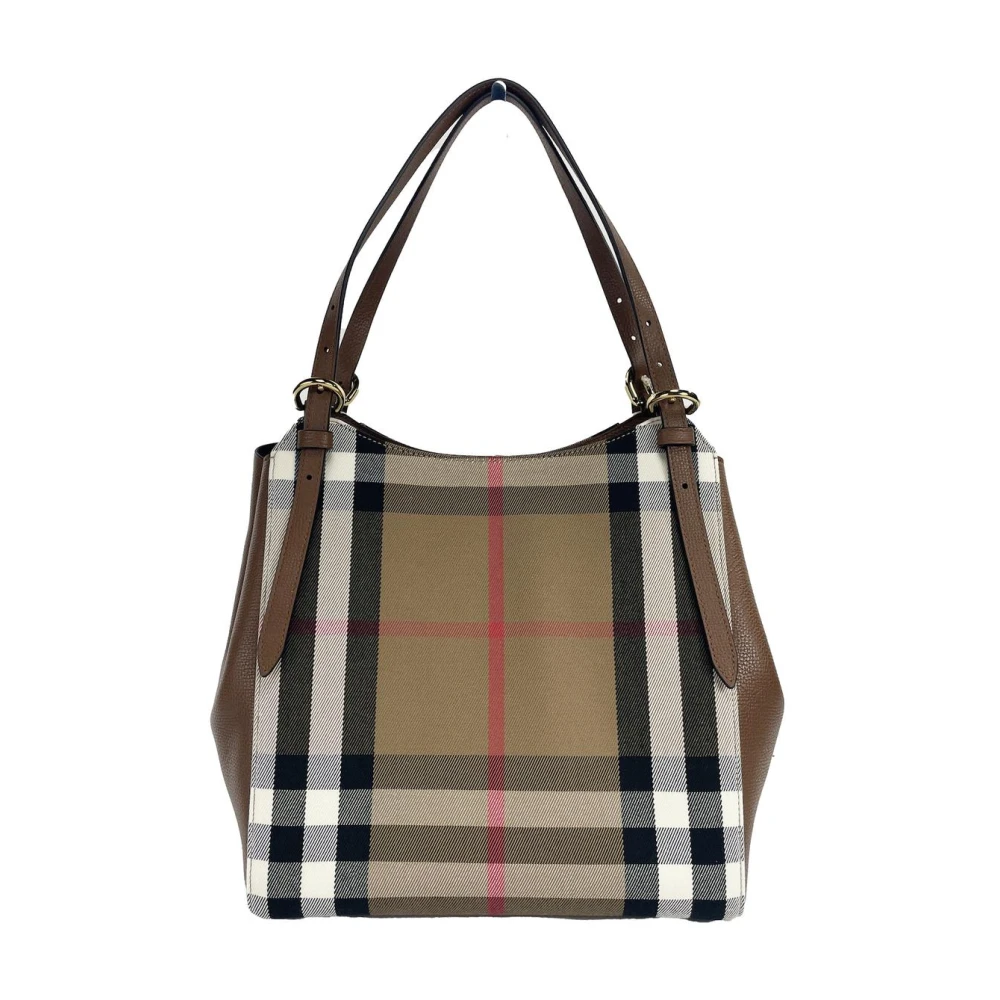Burberry Check Tote Tas met Tan Accents Multicolor Dames