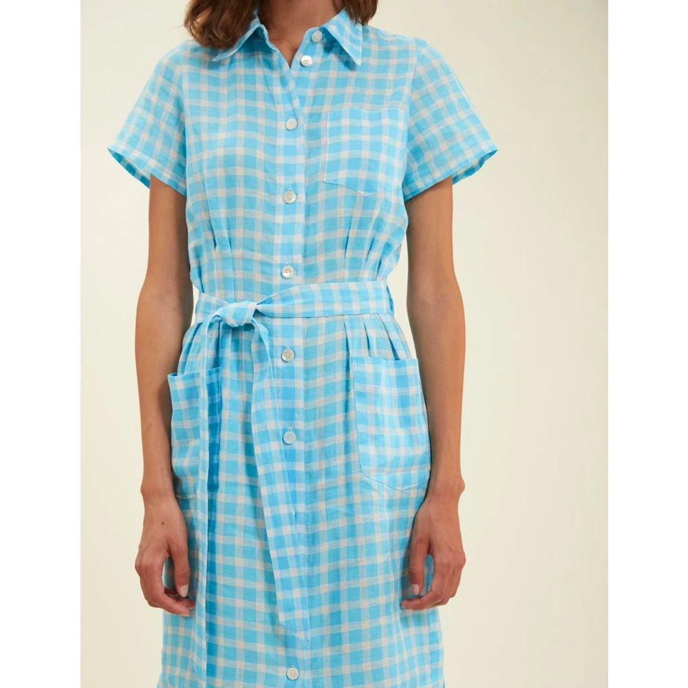 Ines De La Fressange Paris Ethel Turquoise Vichy overhemdjurk Blue Dames