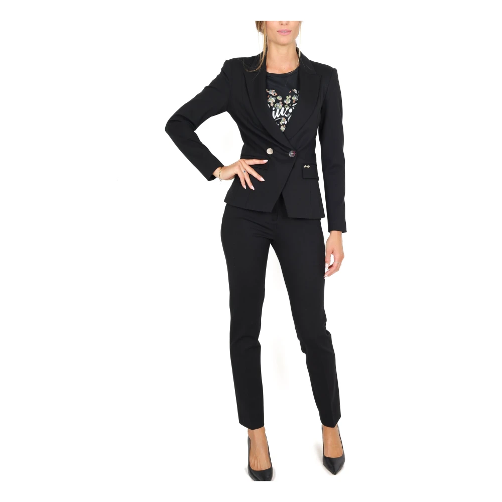 Liu Jo Dubbelrijige blazer in zwart Milano-stiksel Black Dames