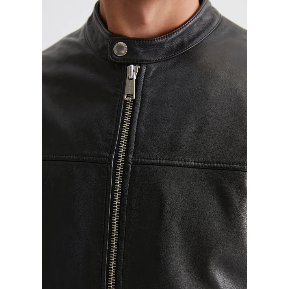 Marc O'Polo Leren jas regular Black Heren