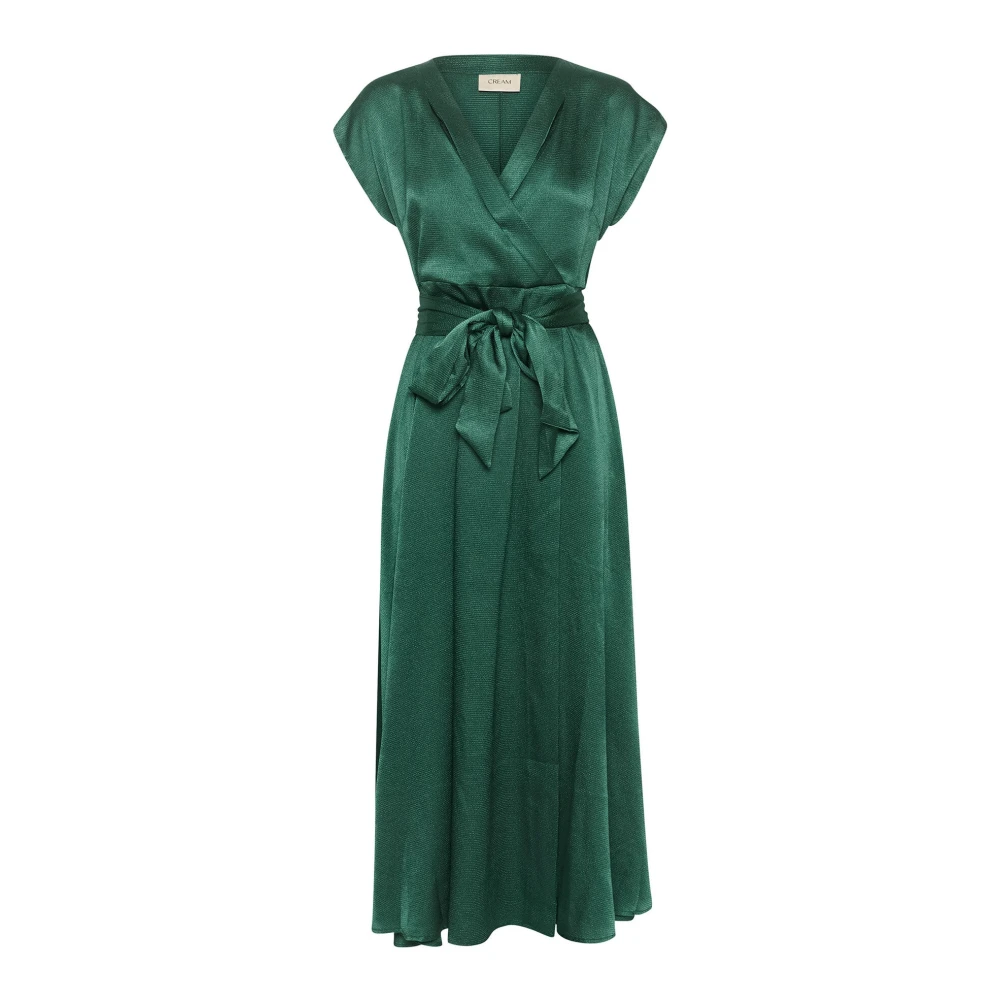 Cream Green Sea Dress With V-Neck - Female - Midi Dresses - L - Dresses