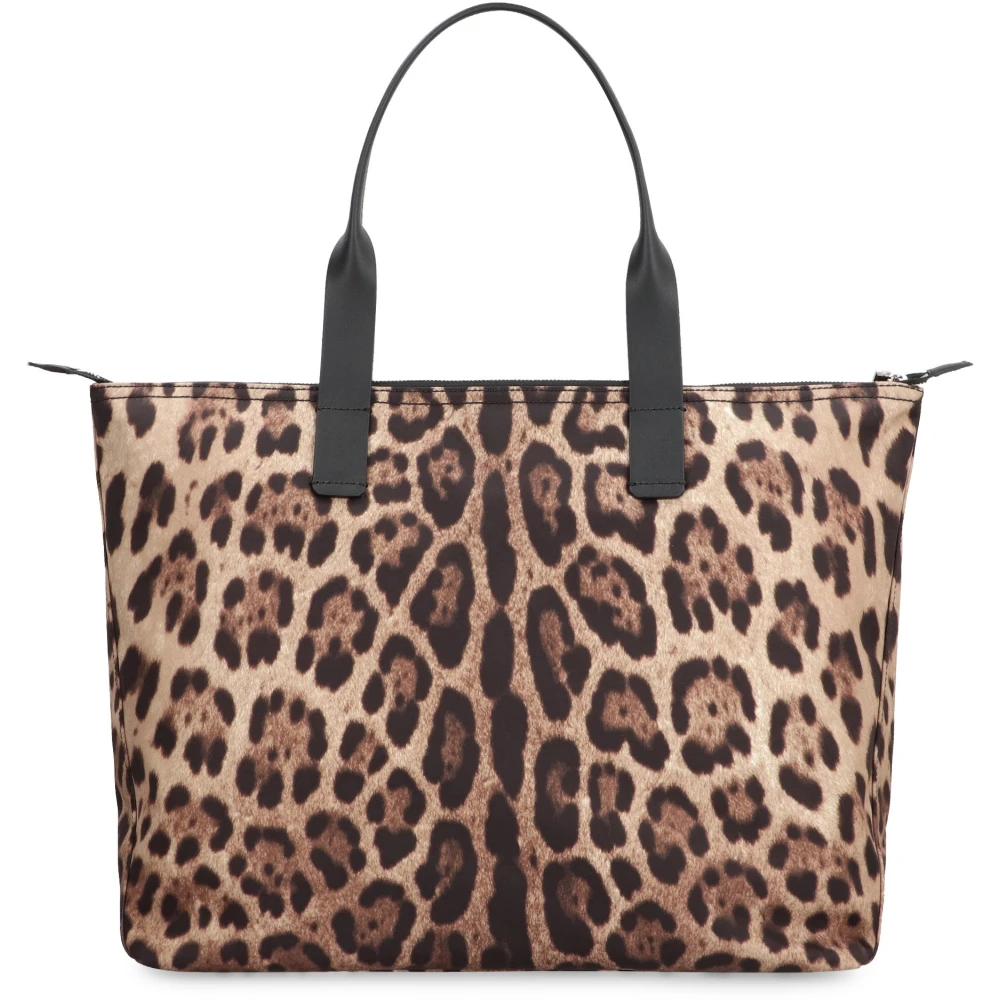 Dolce & Gabbana Nylon Shopper Tas met Leren Details Brown Heren