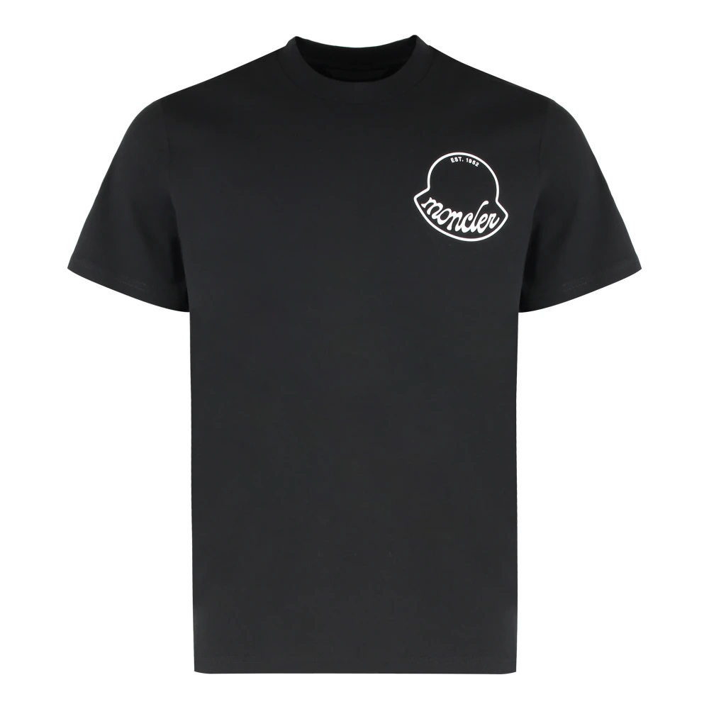 Moncler Men's Black T-Shirts, S, Logo Cotton T-Shirt