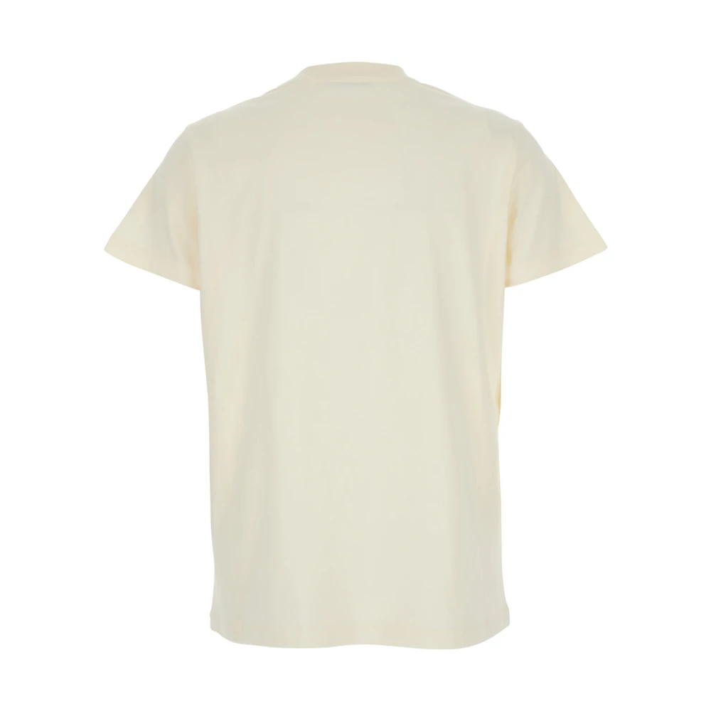 Moncler Wit Logo Geborduurd T-shirt Vrouw Katoen White Dames