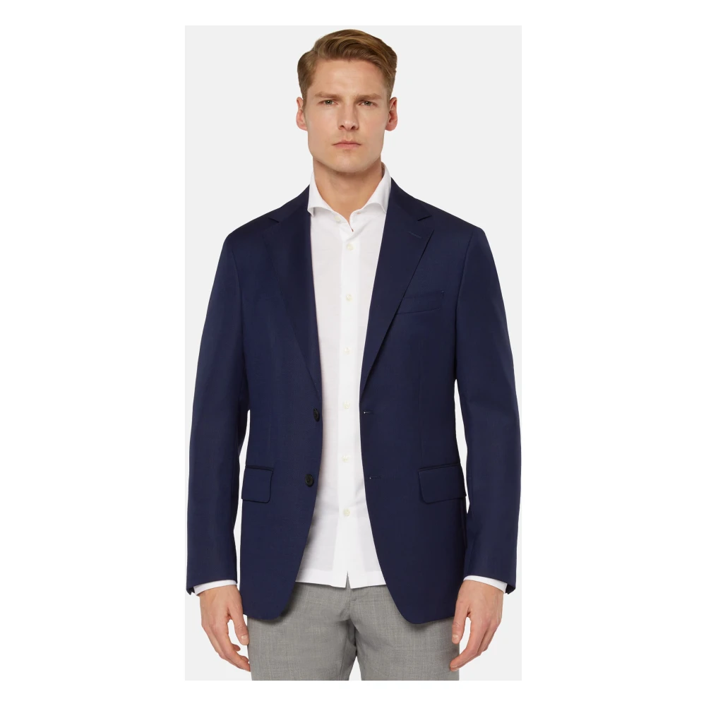 Boggi Milano Micro-gestructureerde wollen jas Blue Heren