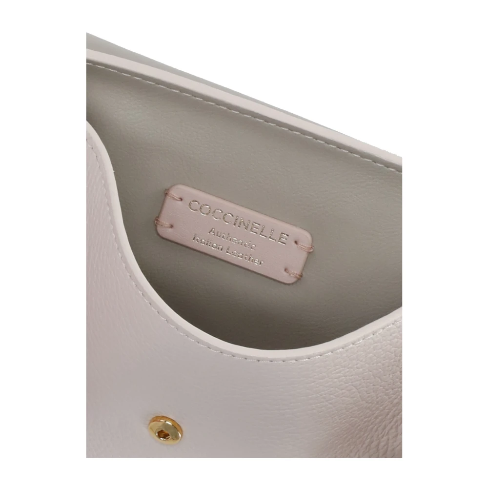 Coccinelle Gestructureerde Lederen Schoudertas voor Vrouw Beige Dames