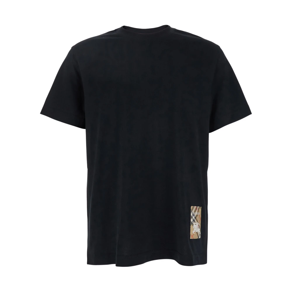 Burberry Men's Black Check Label Cotton T-Shirt