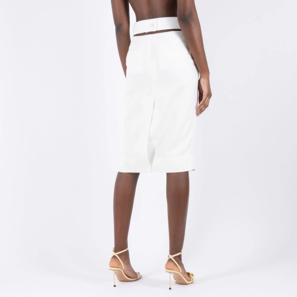 Jacquemus Witte Midi Rok met Cut Out White Dames