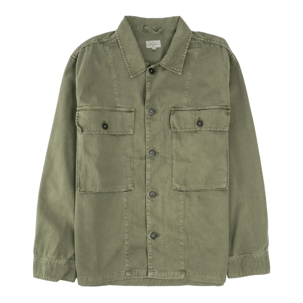 Hartford Militaire Herringbone Field Shirt Green Heren