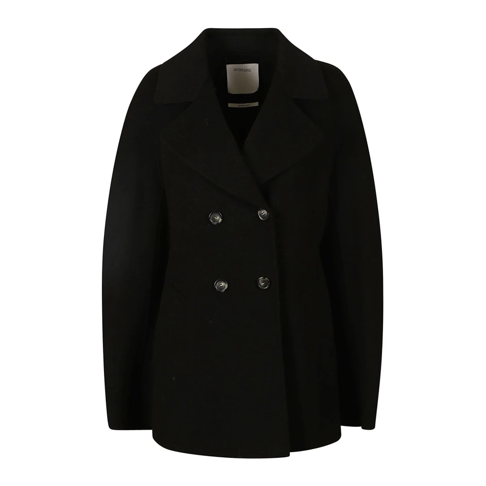 SPORTMAX Luxe Cashmere Blend Wrap Coat Black Dames