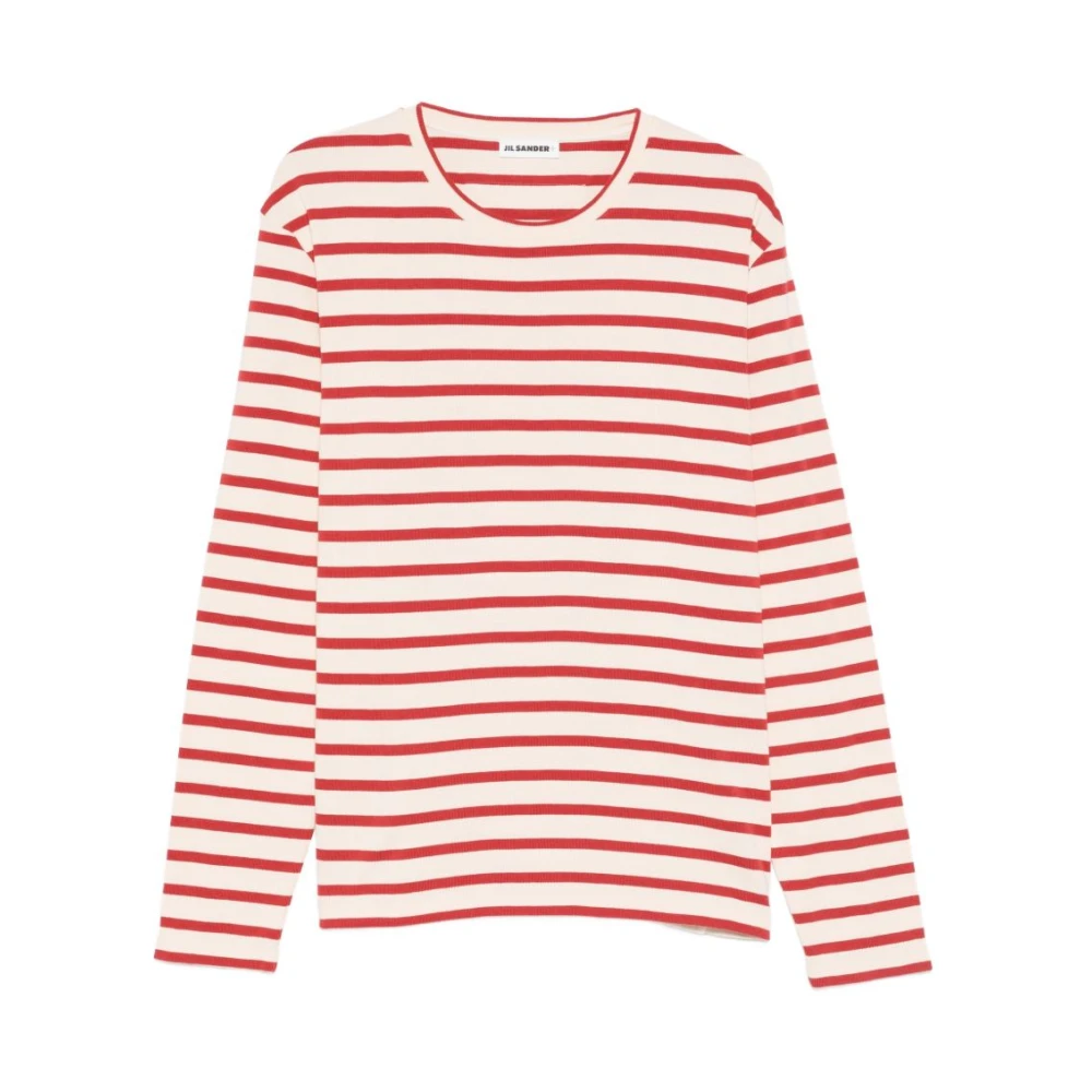 Jil Sander Men's Red Long Sleeve T-Shirts, S, Striped Long Sleeve Top