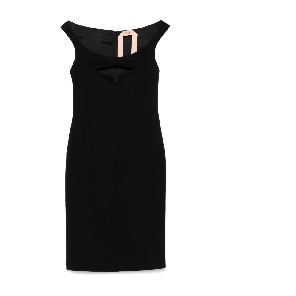 N21 Wollen jurk met strikdetail Black Dames