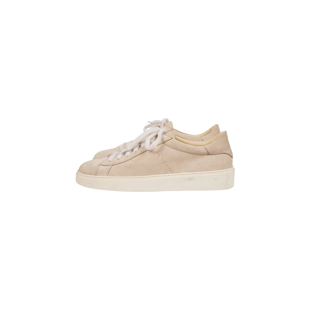 Eleventy Men's Beige Sneakers, 10 Uk, Velvet Suede Trainers