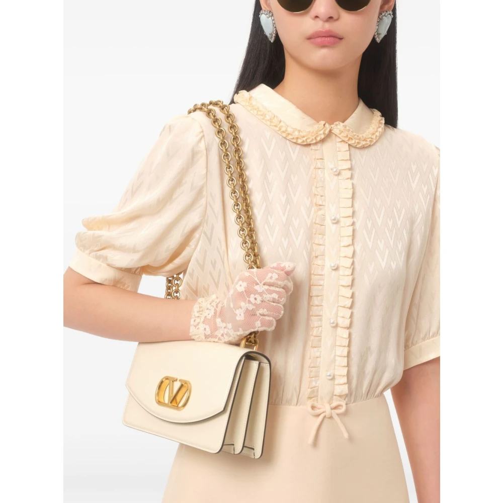 Valentino Garavani Mini Jurk met Ruches Beige Dames