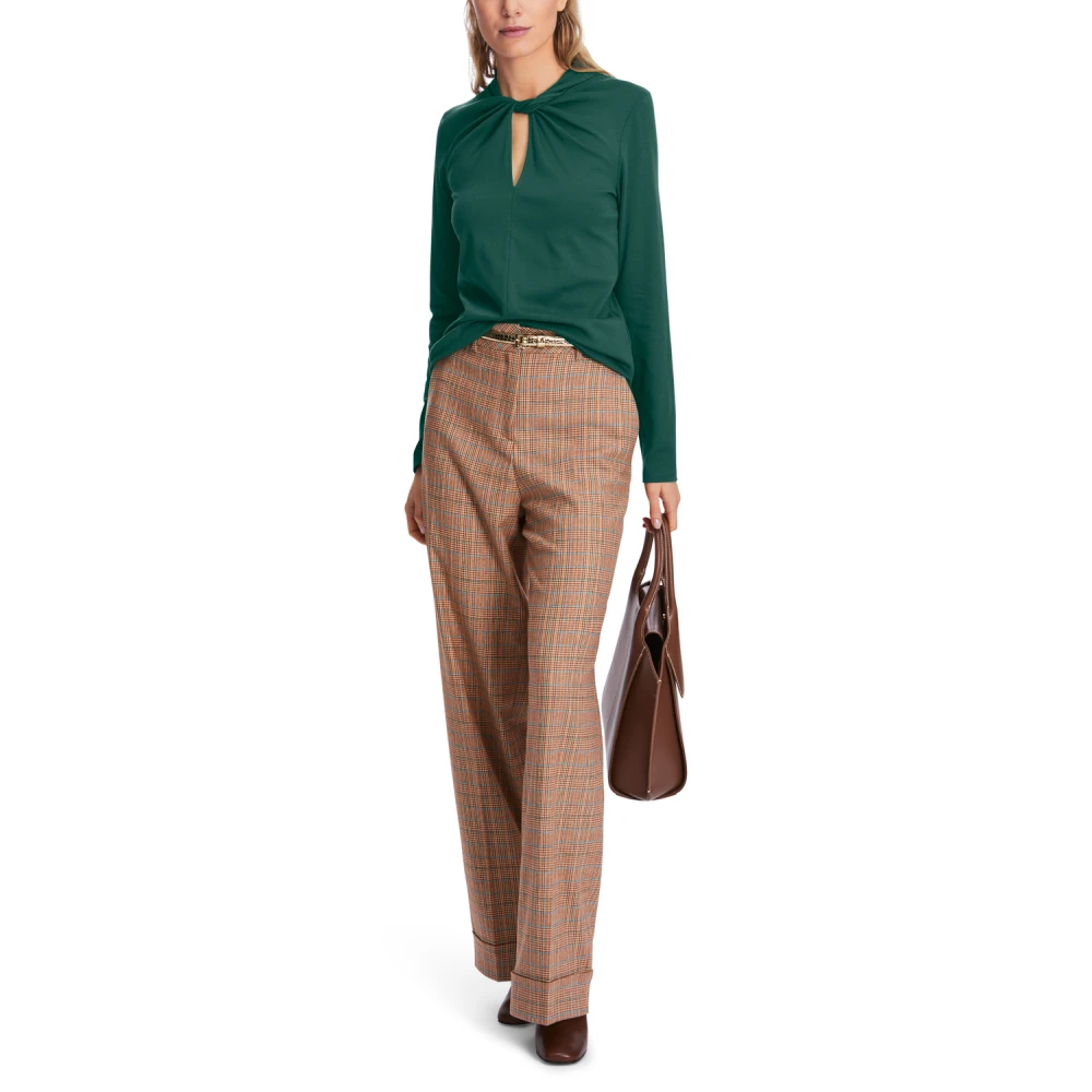 Marc Cain T-shirt met knoopsluiting en rits achteraan Green Dames