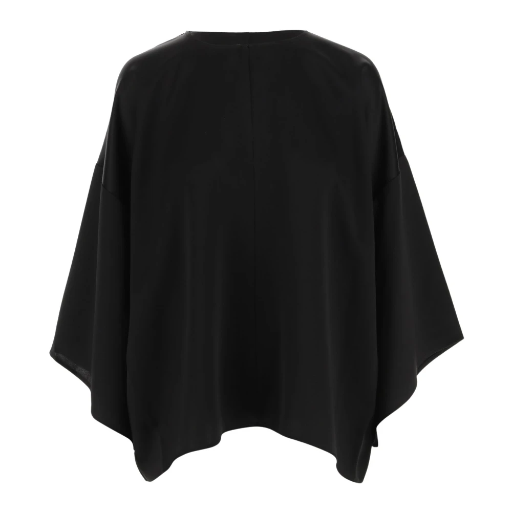 By Malene Birger Satin Crew Neck Blouse Zwart By Herenne Birger Black Dames