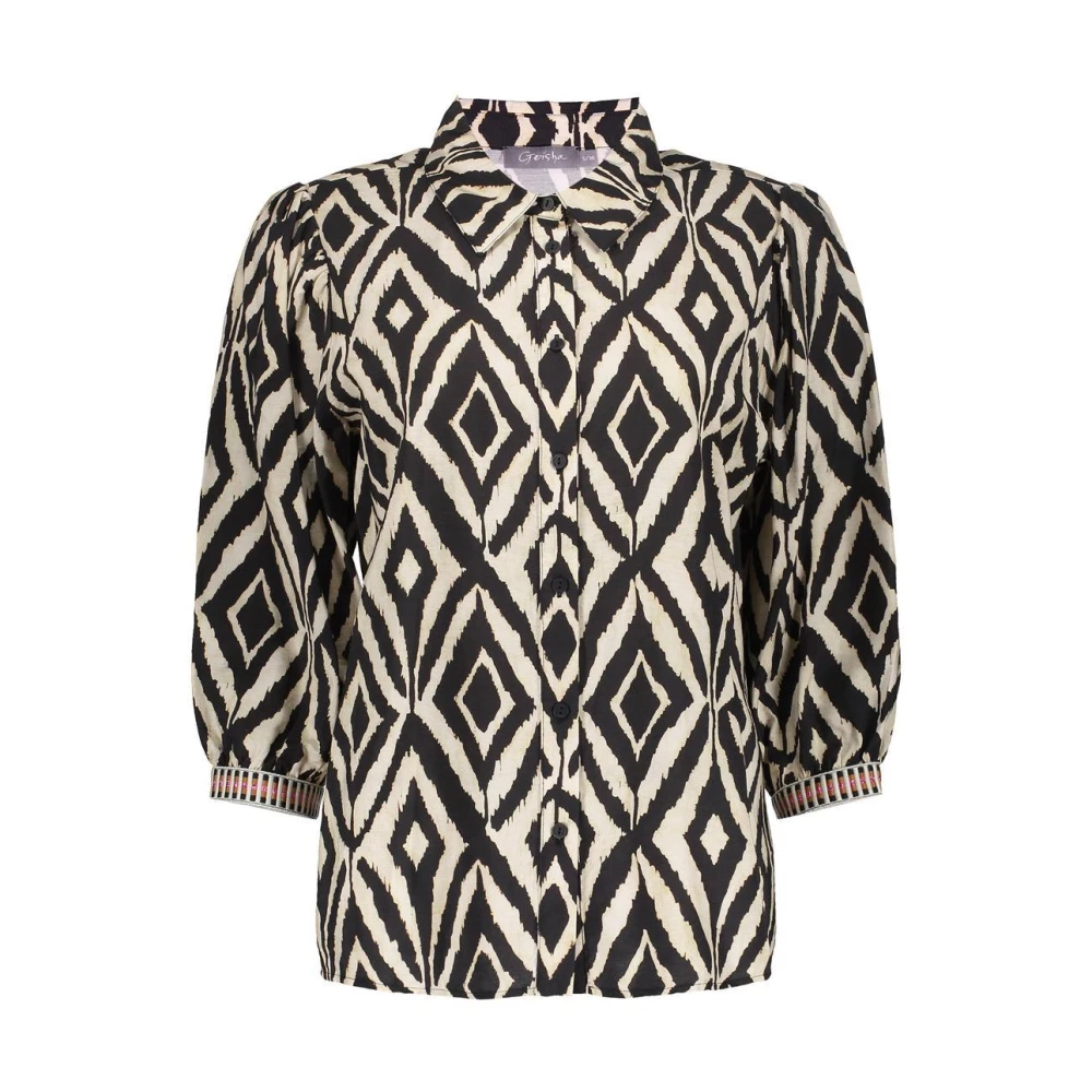 Geisha Elegante Zwart Zand Blouse Multicolor Dames