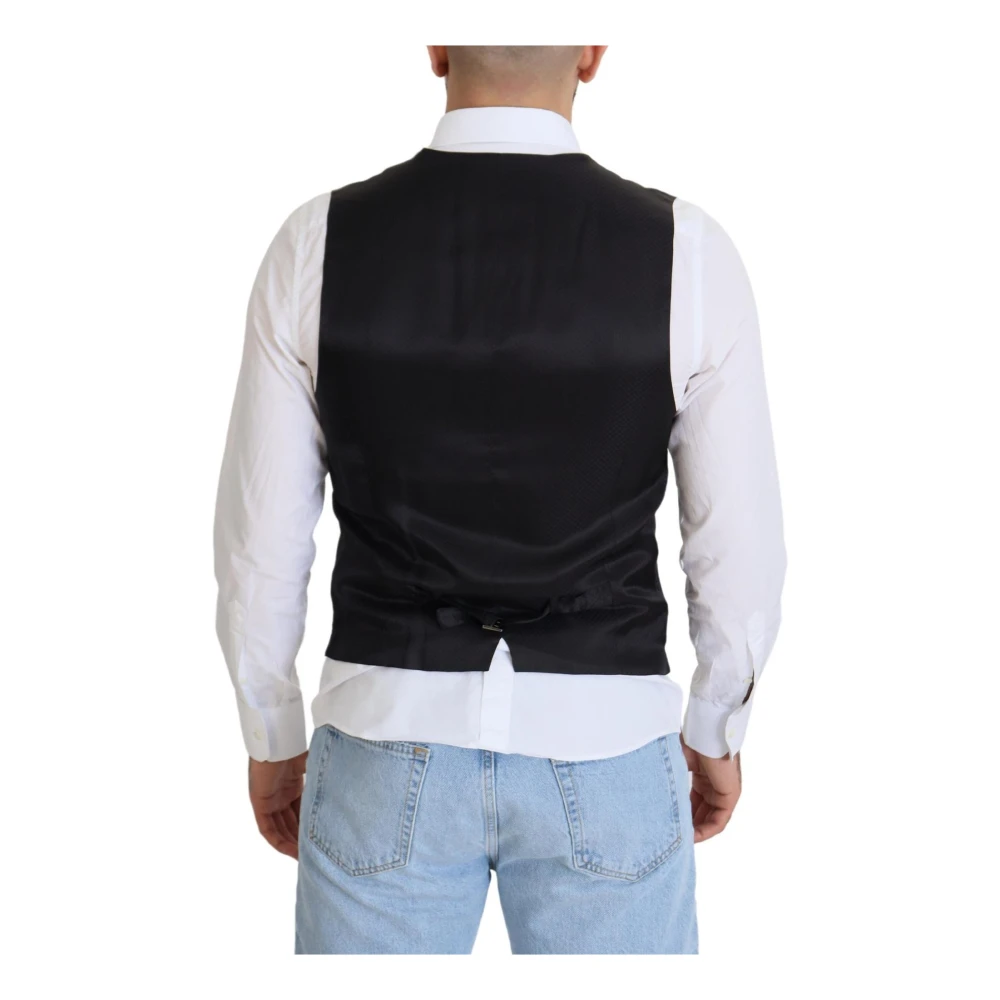 Dolce & Gabbana Klassiek Zwart Wol Stretch Gilet Black Heren