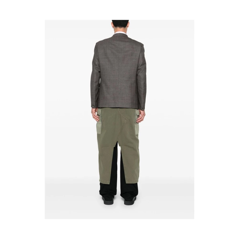 Junya Watanabe Geruite Wol Jas met Panelen Multicolor Heren