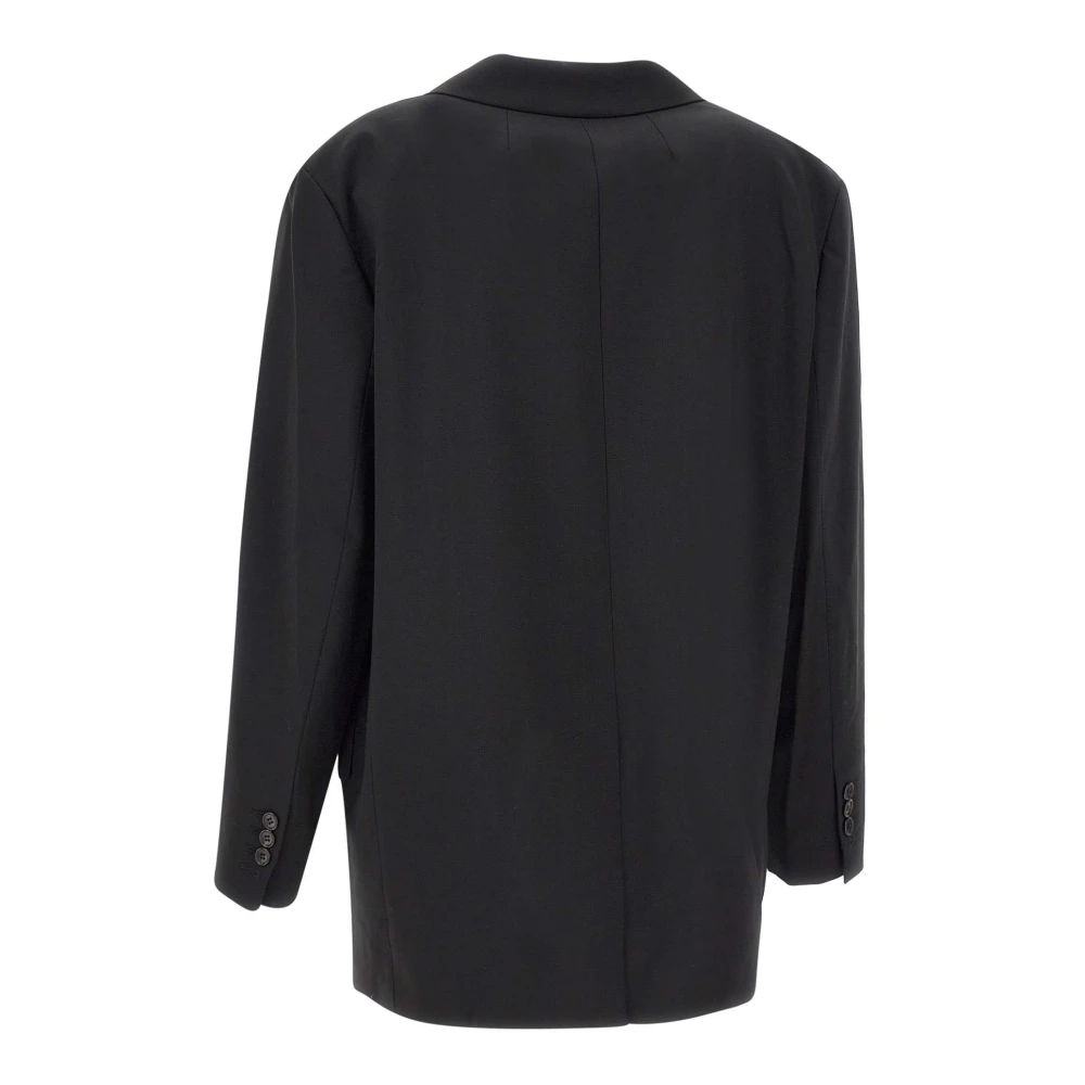 Theory Zwarte Wollen Blazer Peak Revers Black Dames
