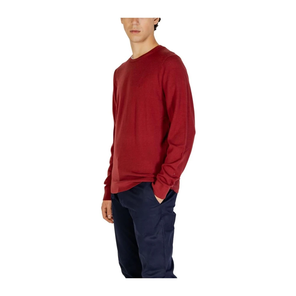 Calvin Klein Jeans Gebreid wollen T-shirt Herfst Winter Collectie Red Heren