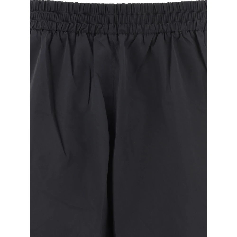 Jil Sander Zwarte Logo Print Elastische Taille Shorts Black Heren