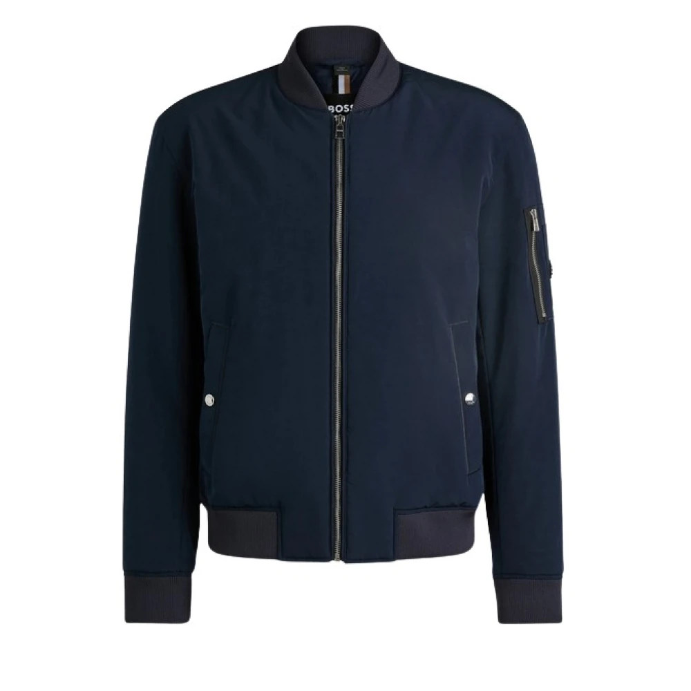 Hugo Boss Marine Bomberjack met ritssluiting zakken Blue Heren