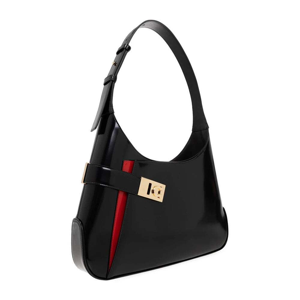 Salvatore Ferragamo Gancini Arch Hobo Schoudertas Black Dames
