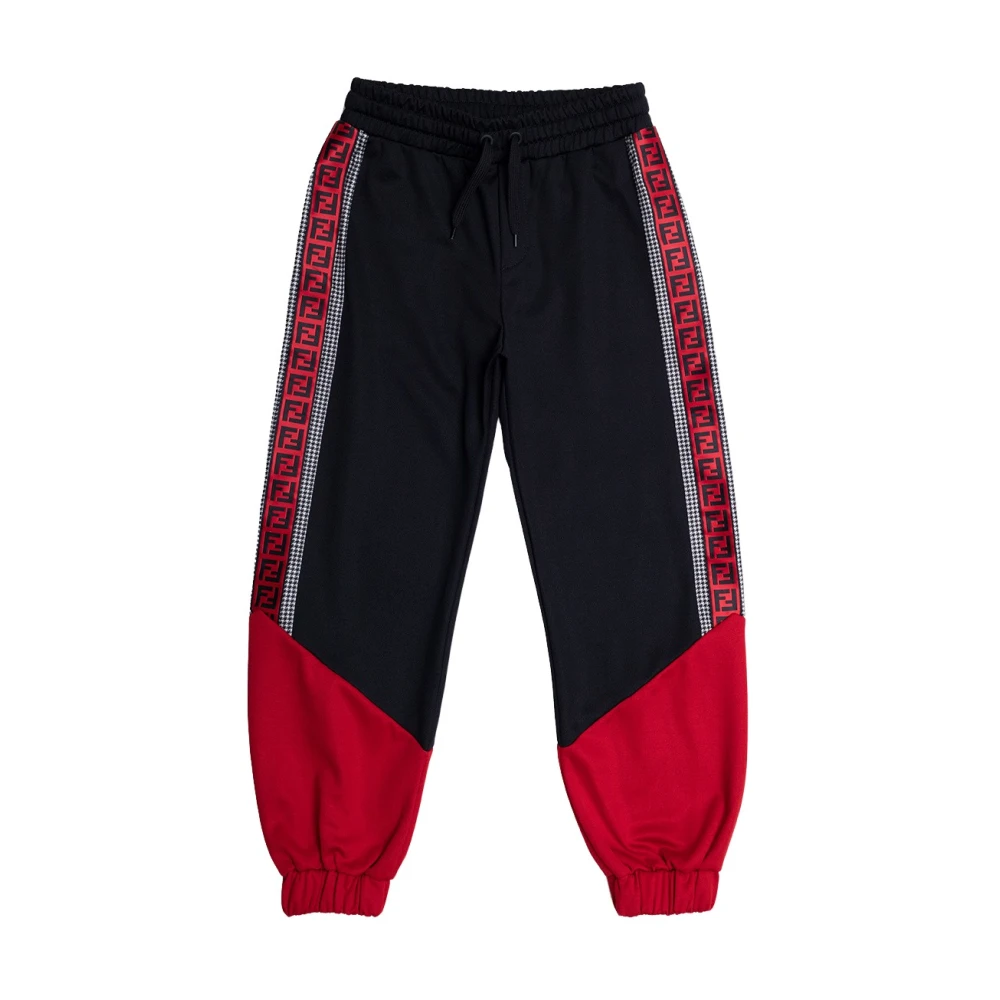 Fendi Unisex Kids Black Sweatpants,, Joggers With Logo Size 12 Y