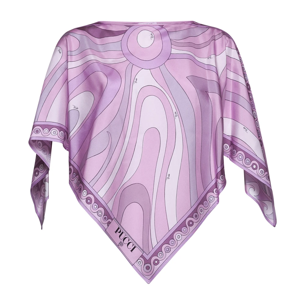 EMILIO PUCCI Abstract Print Zijden Blouse Lila Pink Dames