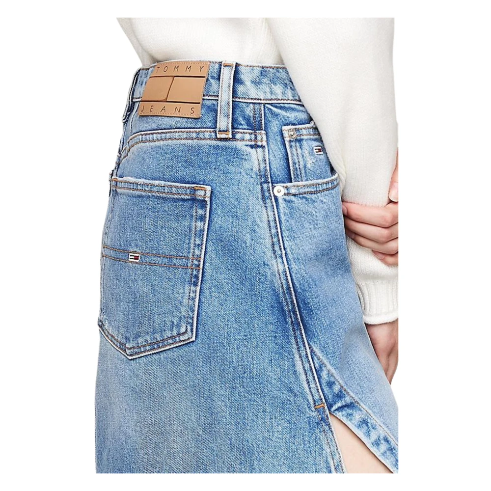 Tommy Hilfiger Hoge Taille Denim Mini Rok Blue Dames