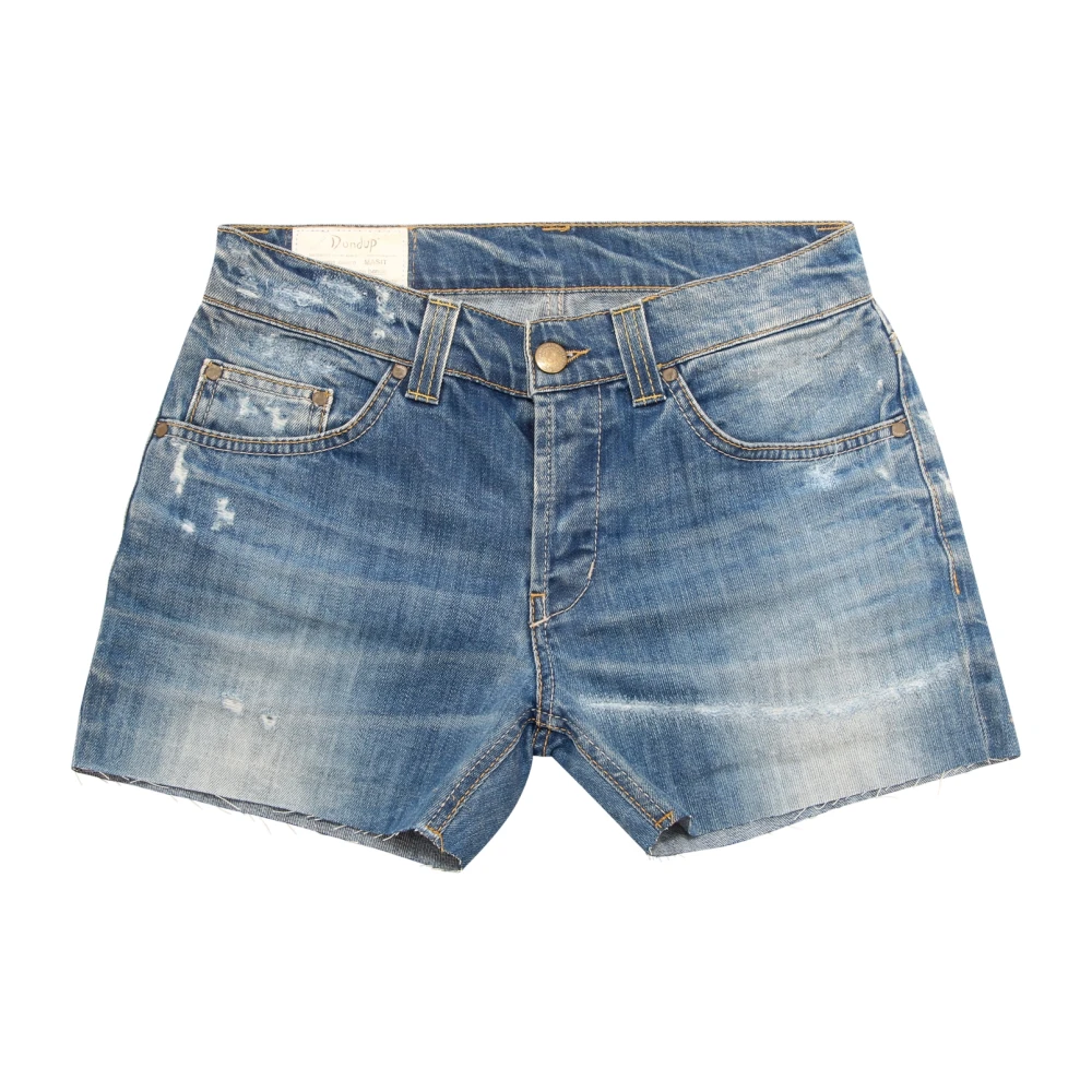 Dondup Women's Blue Denim Shorts, W27, Distressed Bermuda Shorts With Stylish Rips