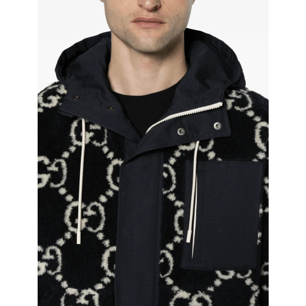 Gucci Fuzzy Hooded Jacket Blue Heren