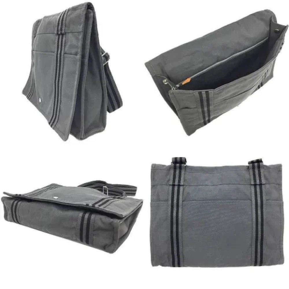 Hermès Vintage Pre-owned Canvas shoulder-bags Gray Dames