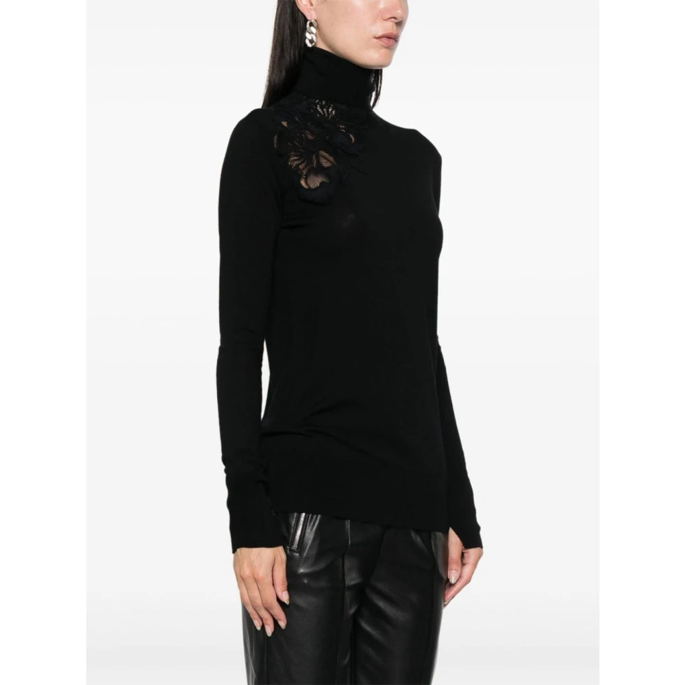 Ermanno Scervino Zwarte Merinowol Gebreide Trui Black Dames