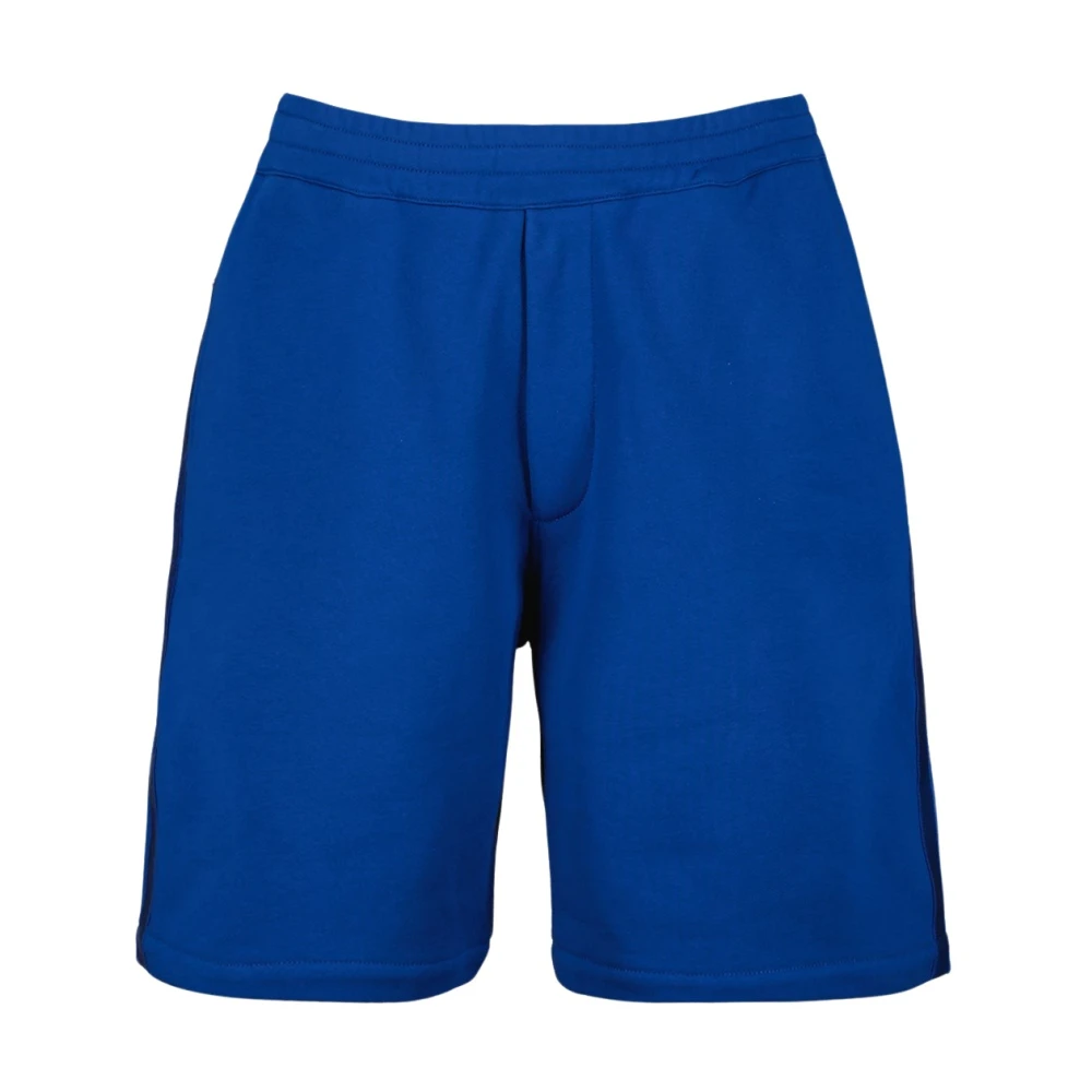 Alexander mcqueen Logo Band Straight Cut Cotton Shorts Blue Heren