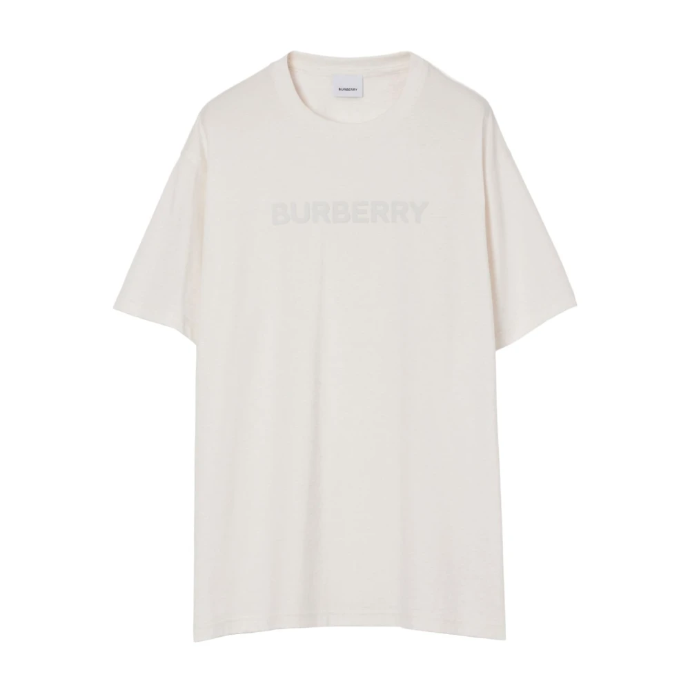 Burberry Witte Katoenen T-shirt met Tonal Logo Print White Heren