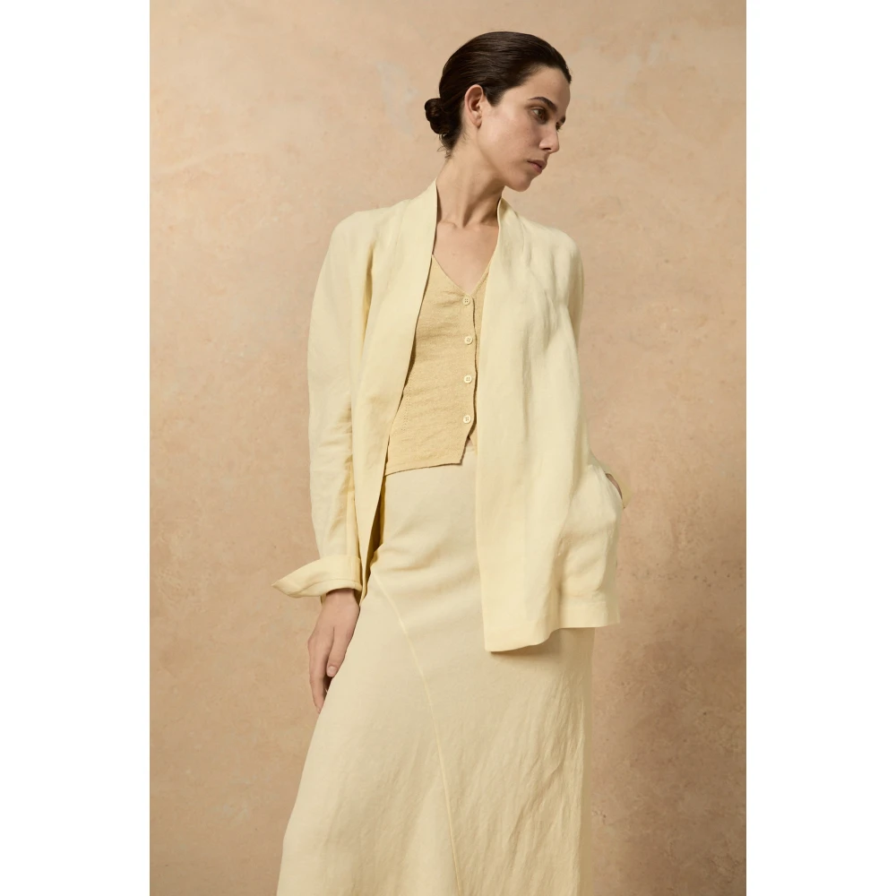 Cortana Linnen Viscose Lange Jas Vanille Yellow Dames