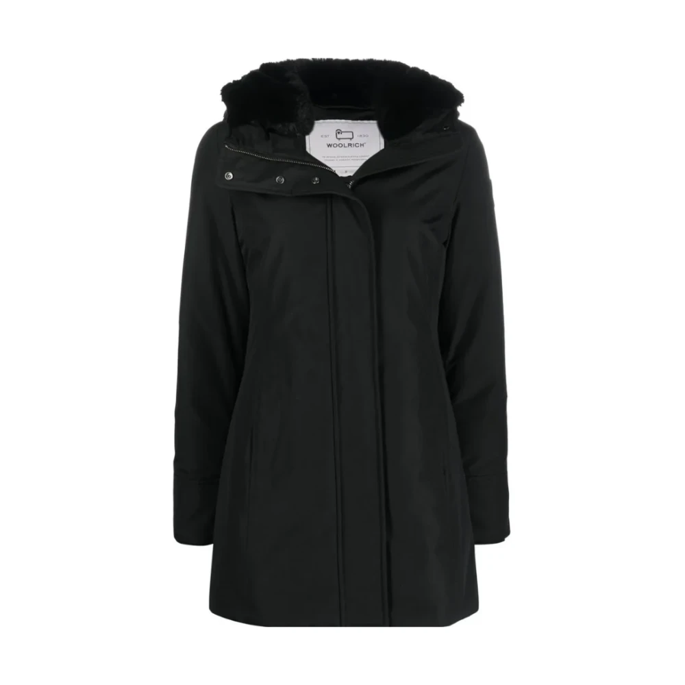 Woolrich Zwarte Winterjas met Afneembare Capuchon Black Dames