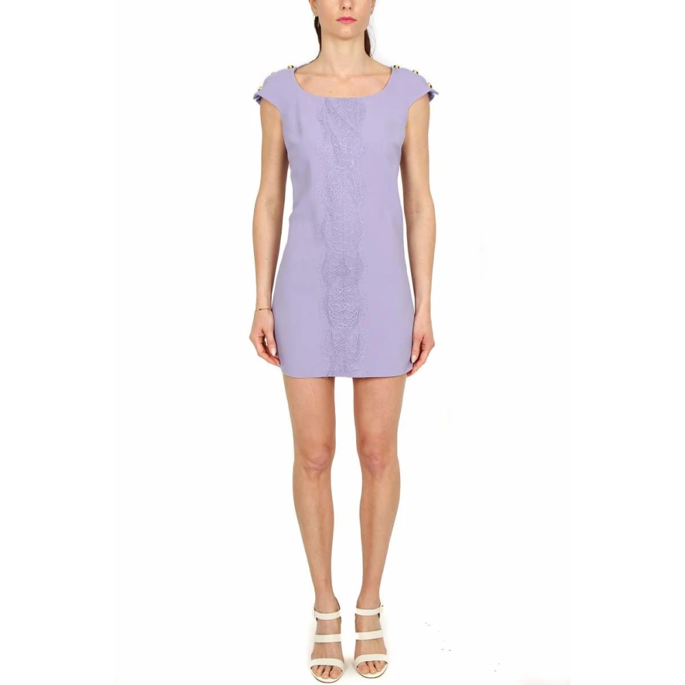Elisabetta Franchi Lavendel Kant Mouwloze Jurk Purple Dames