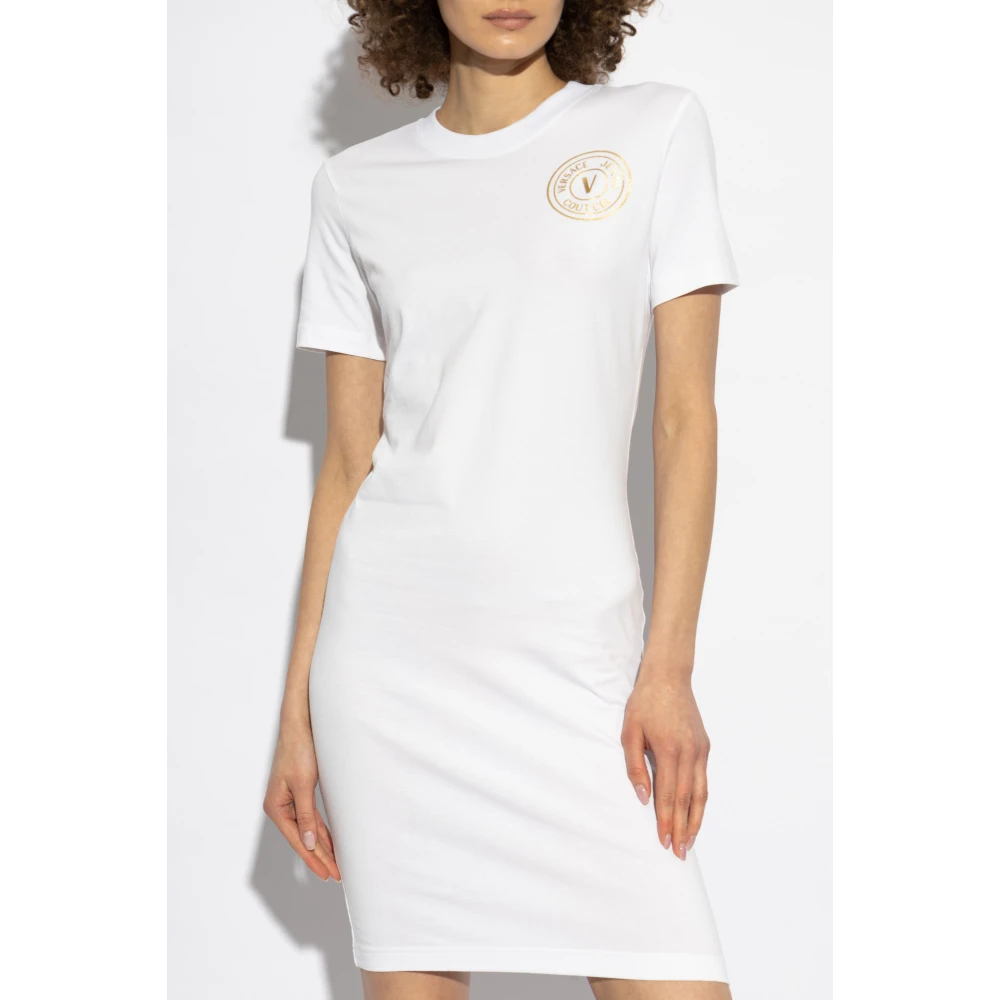 Versace Jeans Couture Jurk met bedrukt logo White Dames