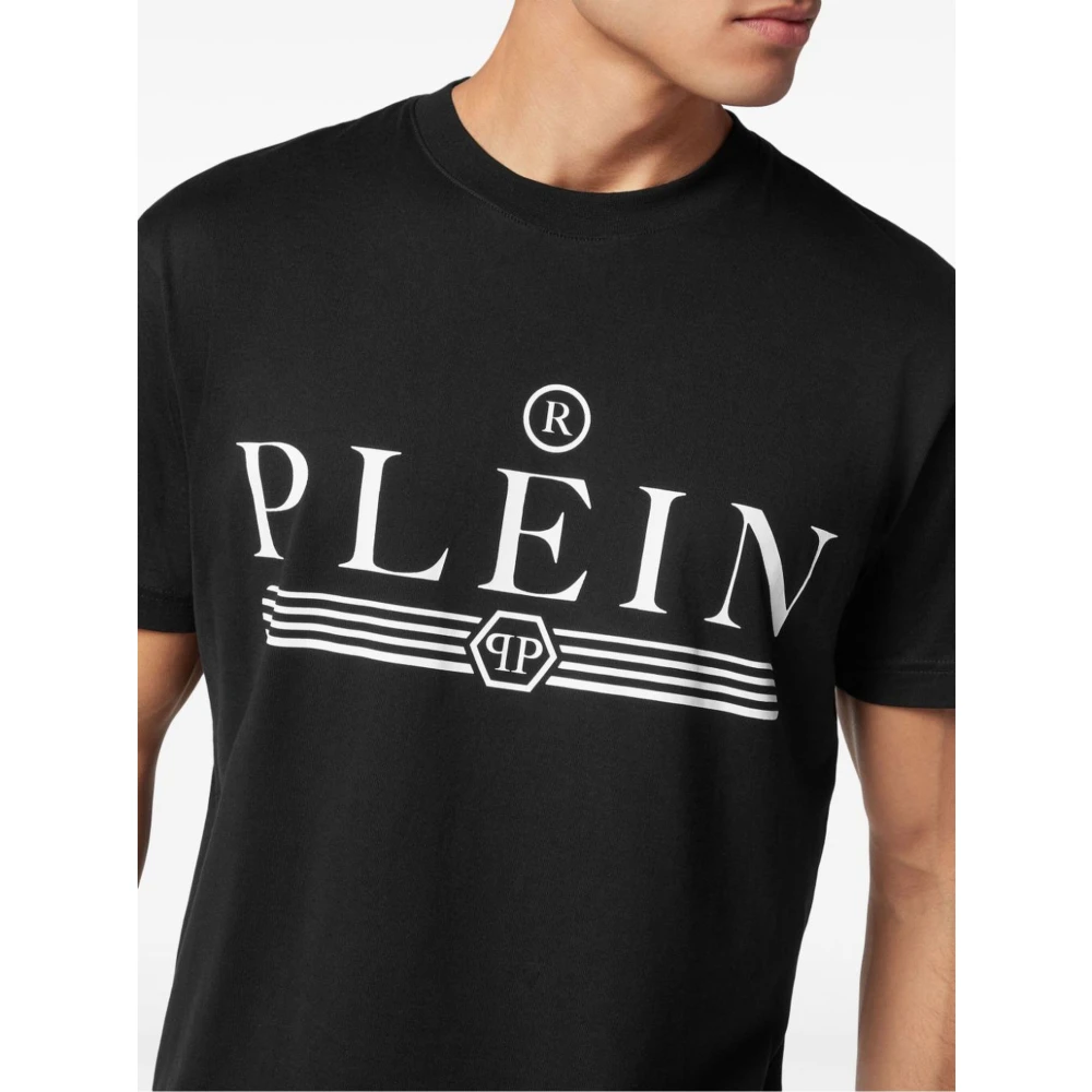 Philipp Plein Zwart Logo Print Katoenen T-shirt Black Heren