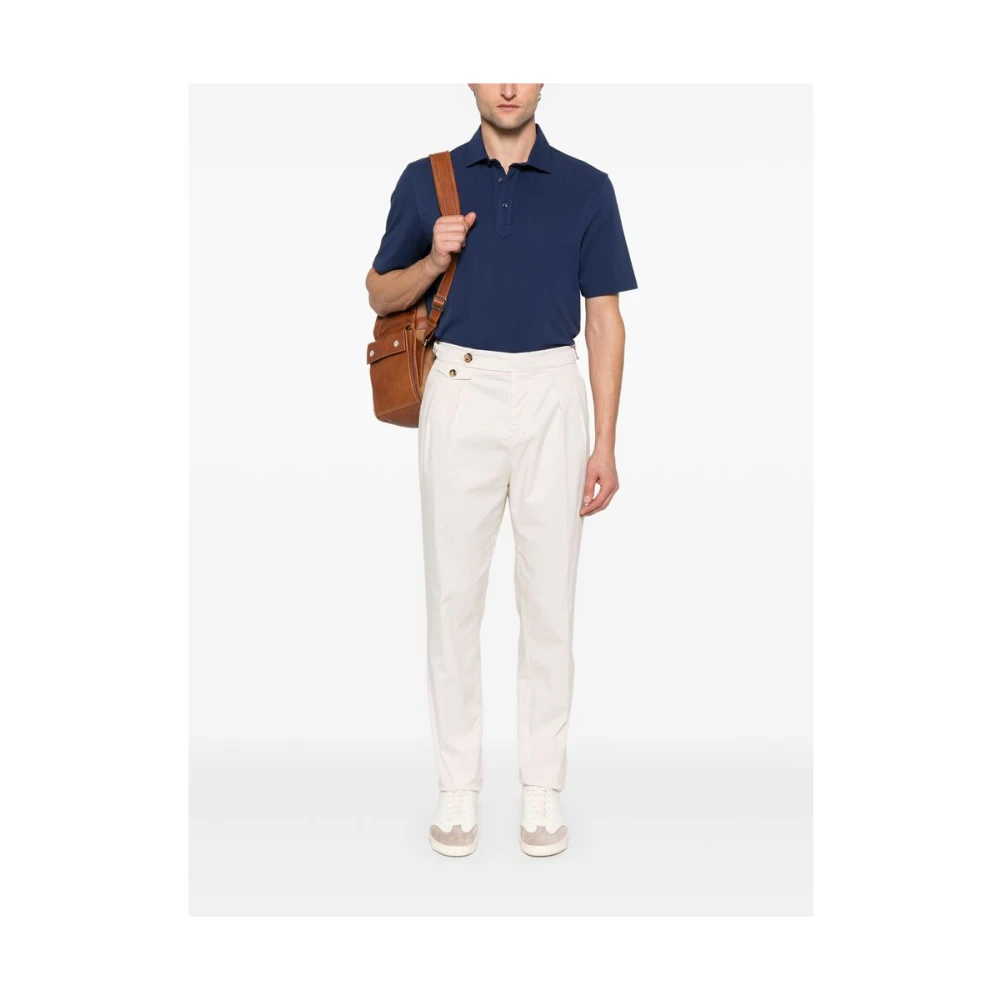 BRUNELLO CUCINELLI Navy Blue Polo Sweater Blue Heren