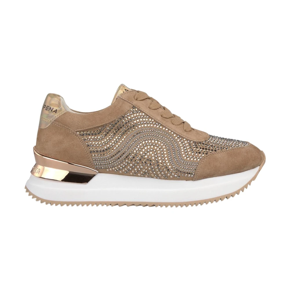 Alma EN Pena Sneaker met strass-print Dames Schoenen Bruin