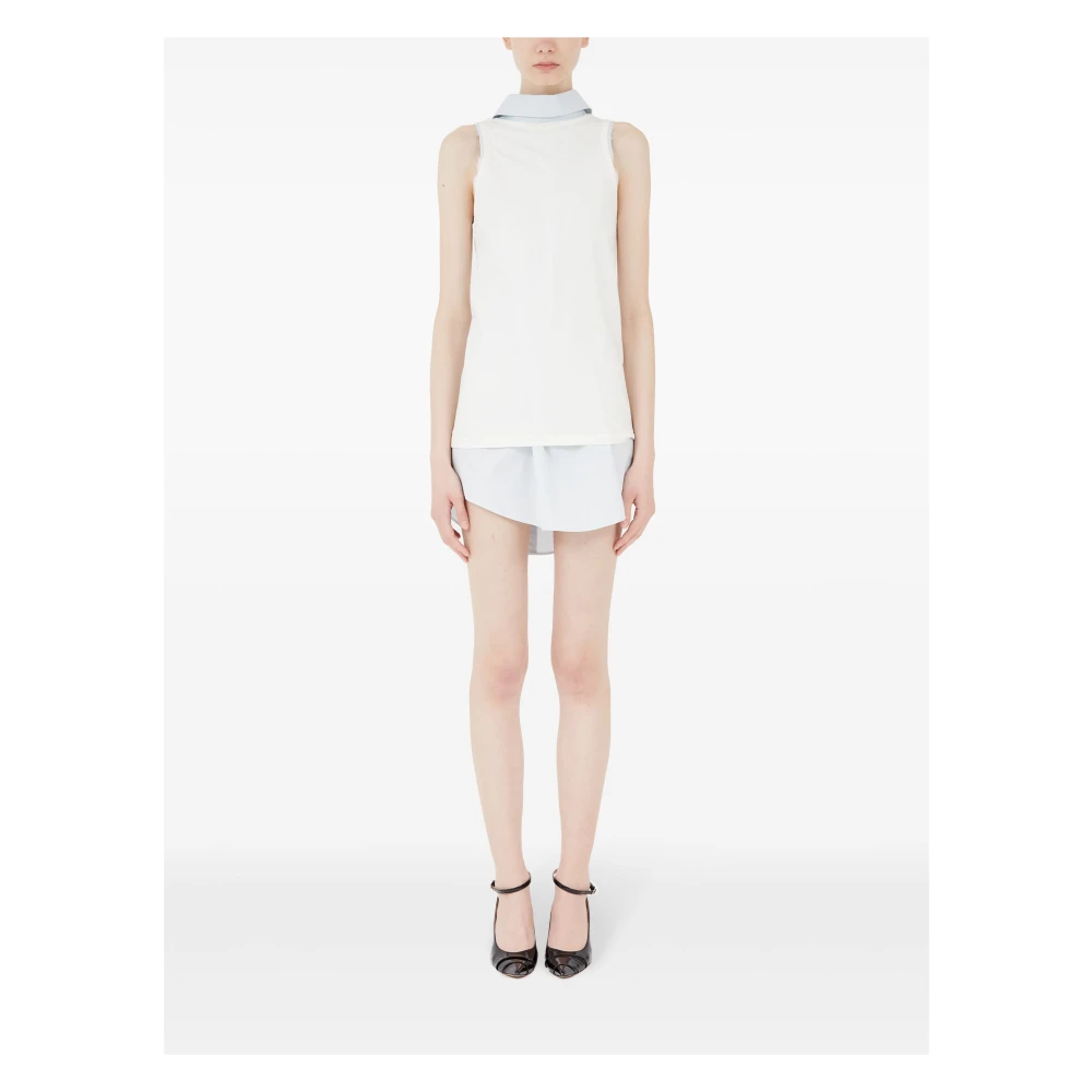 Maison Margiela Mouwloze Geribbelde Tanktop Blue Dames