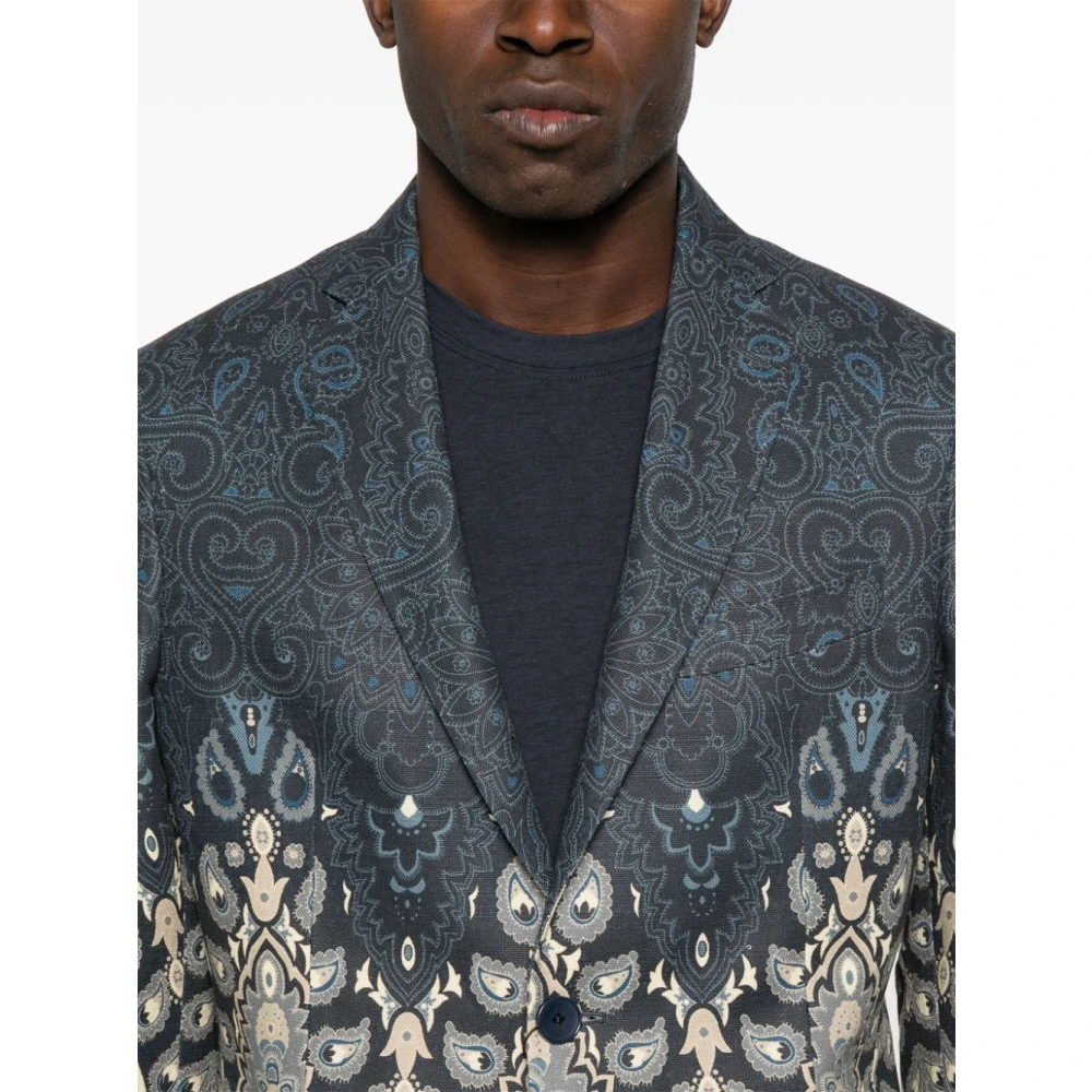 ETRO Rode Linnen Katoenen Jas met Medaillon en Paisley Print Multicolor Heren